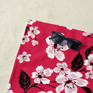 SERVIETTE DE PLAGE CHERRY BLOSSOM - SAKURA (ROUGE)