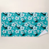 SERVIETTE DE PLAGE CHERRY BLOSSOM - SAKURA (TURQUOISE) (Devant)