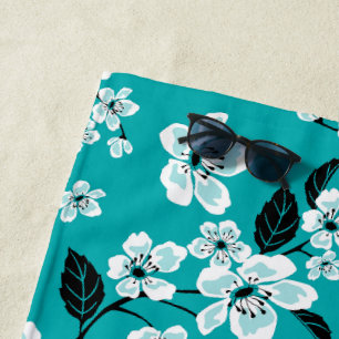 SERVIETTE DE PLAGE CHERRY BLOSSOM - SAKURA (TURQUOISE)