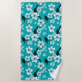SERVIETTE DE PLAGE CHERRY BLOSSOM - SAKURA (TURQUOISE) (Devant)