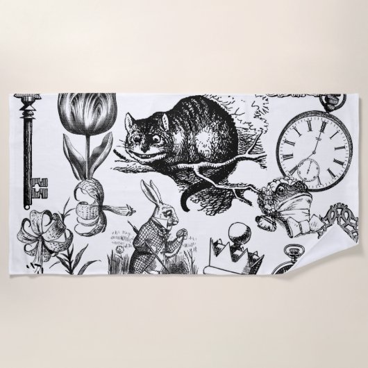 Serviette De Plage Cheshire Chat classique alice au merveilleux fou (Devant)