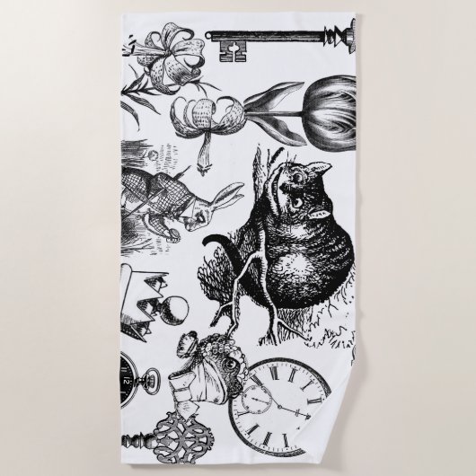 Serviette De Plage Cheshire Chat classique alice au merveilleux fou (Devant)