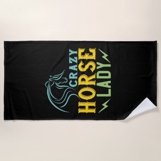 Serviette De Plage Cheval - Crazy Horse Lady (Devant)