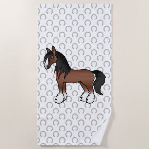 Serviette De Plage Cheval de dessin animé Shire Clydesdale Vanner Tsi