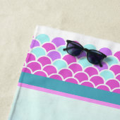 Serviette De Plage Cheval de mer Mermaid aquarelle art nom personnali (En situation)