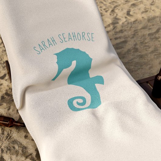 Serviette De Plage Cheval de mer nautique sur le sable Personnalisé