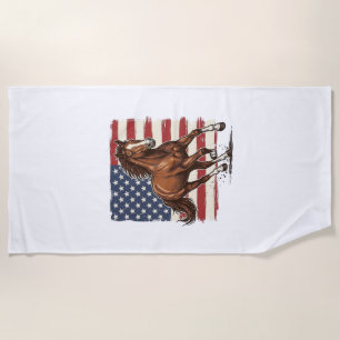 Serviette De Plage Cheval Patriotique Vintage Création Vectorielle We