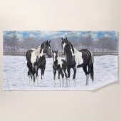 Serviette De Plage Cheval Pinto Quarter Noir Chevaux Paint Chevaux Da (Devant)