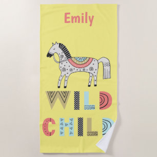 Serviette De Plage Cheval Scandinave Enfant Sauvage Personnalisé