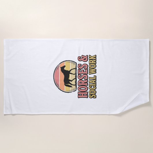 Serviette De Plage Cheval & Travail Social Retro Sunset Vector Design (Devant)