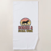 Serviette De Plage Cheval & Travail Social Retro Sunset Vector Design (Devant)