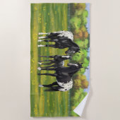 Serviette De Plage Chevaux Appaloosa Noir Dans Les Pâturages D'Été (Devant)