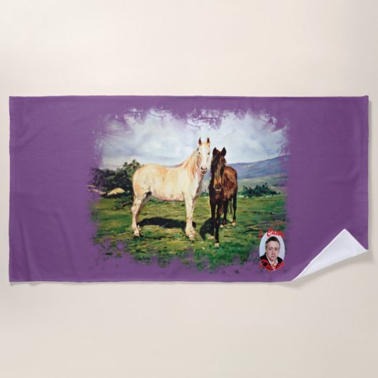 Serviette De Plage Chevaux/Cabalos/Horses (Devant)