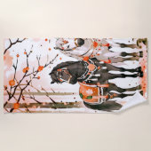 Serviette De Plage Chevaux dans une forêt rouge (Devant)