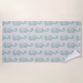 Serviette De Plage Chevaux de mer tropicaux, Motif hippocampe - gris  (Devant)