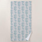 Serviette De Plage Chevaux de mer tropicaux, Motif hippocampe - gris  (Devant)