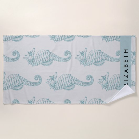 Serviette De Plage Chevaux de mer tropicaux, Motif hippocampe, Votre  (Devant)