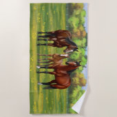 Serviette De Plage Chevaux Du Quartier De La Baie Brown Dans Les Pâtu (Devant)