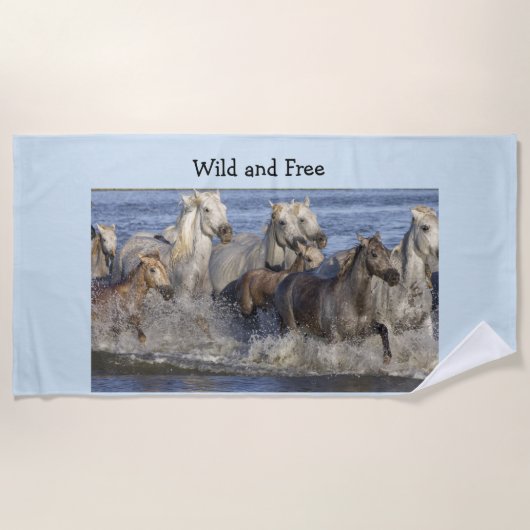 Serviette De Plage Chevaux galopant dans l'eau (Devant)