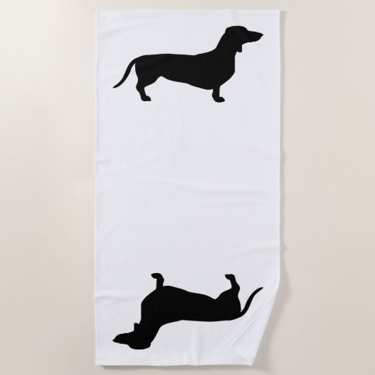 Serviette De Plage Cheveux courts Dachshund - Silhouette 1 (Devant)