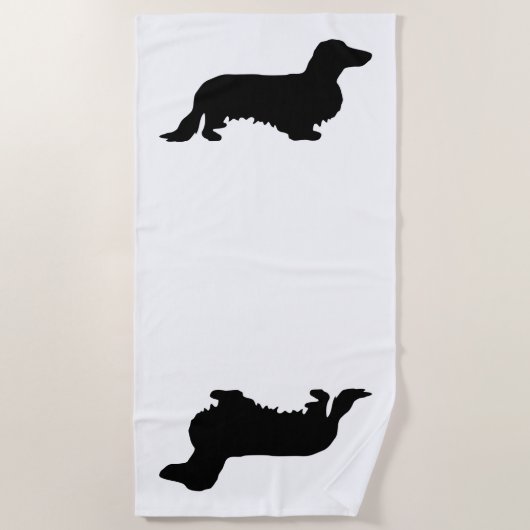 Serviette De Plage Cheveux longs Dachshund - Silhouette 1 (Devant)