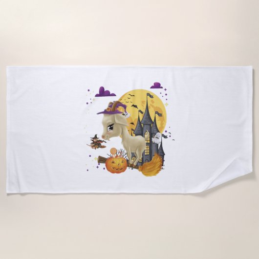 Serviette De Plage Chèvre Sorcière Citrouille Halloween Costume (Devant)