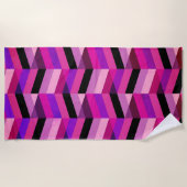 Serviette De Plage Chevron Abstrait/Herringbone | Purples et violets (Devant)