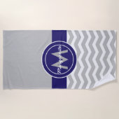 Serviette De Plage Chevron bleu gris (Devant)