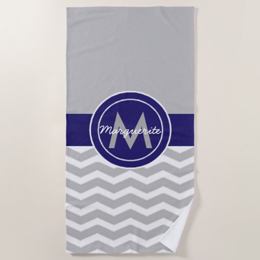 Serviette De Plage Chevron bleu gris (Devant)