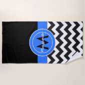 Serviette De Plage Chevron bleu noir (Devant)