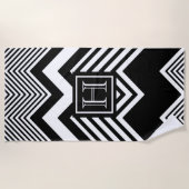 Serviette De Plage Chevron noir et blanc (Devant)