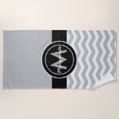 Serviette De Plage Chevron noir gris (Devant)