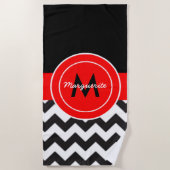 Serviette De Plage Chevron rouge noir (Devant)