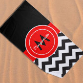 Serviette De Plage Chevron rouge noir
