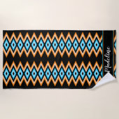 Serviette De Plage Chevron Tropical Nom personnalisé Motif moderne Pl (Devant)