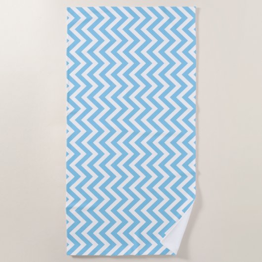 Serviette De Plage Chevron vertical bleu et blanc moyen bébé (Devant)