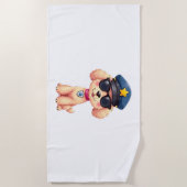 Serviette De Plage Chibi Anime Police Chien Caniche (Devant)