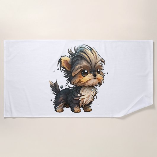 Serviette De Plage Chibi Yorkshire Terrier (Devant)