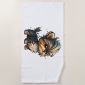 Serviette De Plage Chibi Yorkshire Terrier (Devant)