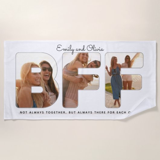 Serviette De Plage Chic BFF Best Friends Citer Photo Collage (Devant)