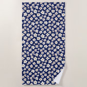 Serviette De Plage Chic Boho Daisies Bleu foncé Motif Coque Coussin (Devant)