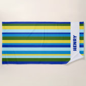 Serviette De Plage Chic Colorful Stripes Monogram Name Summer (Devant)