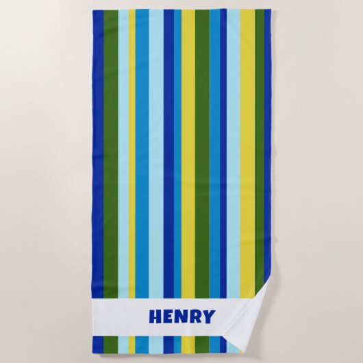 Serviette De Plage Chic Colorful Stripes Monogram Name Summer (Devant)