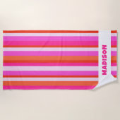 Serviette De Plage Chic Colorful Stripes Monogram Name Summer (Devant)