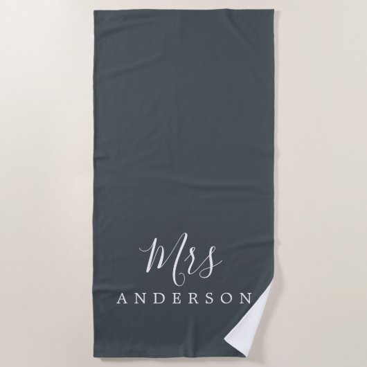 Serviette De Plage Chic Future Mme Off-Black Monogramme (Devant)
