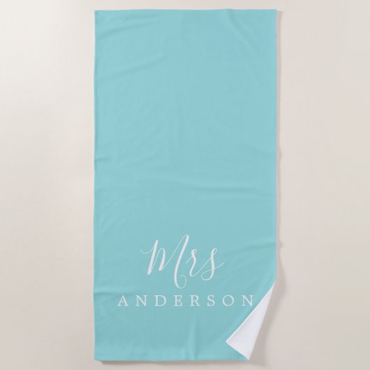 Serviette De Plage Chic Future Mme Turquoise Monogram Beach Towel (Devant)