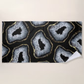 Serviette De Plage Chic Gold Black White Agate Geode Stones (Devant)