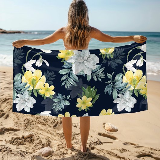 Serviette De Plage Chic Hiver Snowdrop Anémonique Motif Floral