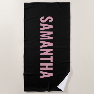 Serviette De Plage Chic Moderne Rose et Noir
