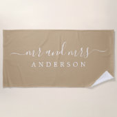 Serviette De Plage Chic Newlysée M. Mme Camel Monogrammed (Devant)